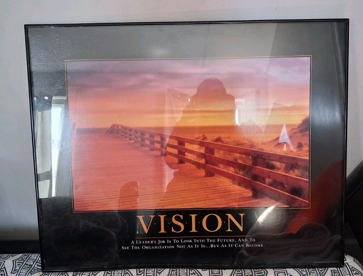 Successories VISION Framed Motivational Poster 36×24 Large Office Wall Art Glass