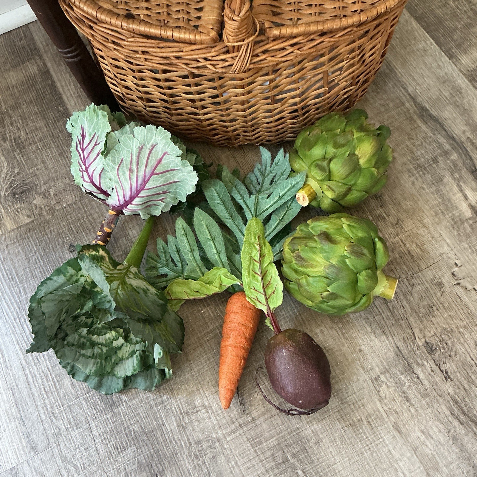 Vintage Realistic Faux Artificial Vegetables Lot Of 6 Farm Kitchen Artichokes