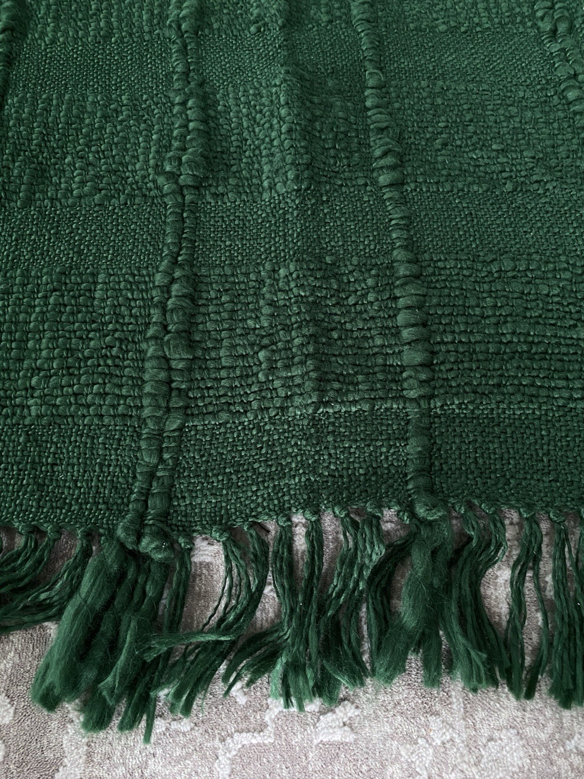 London Kaye Throw Emerald GREEN Boho Embroidered Fringe Blanket 60×50 NEW