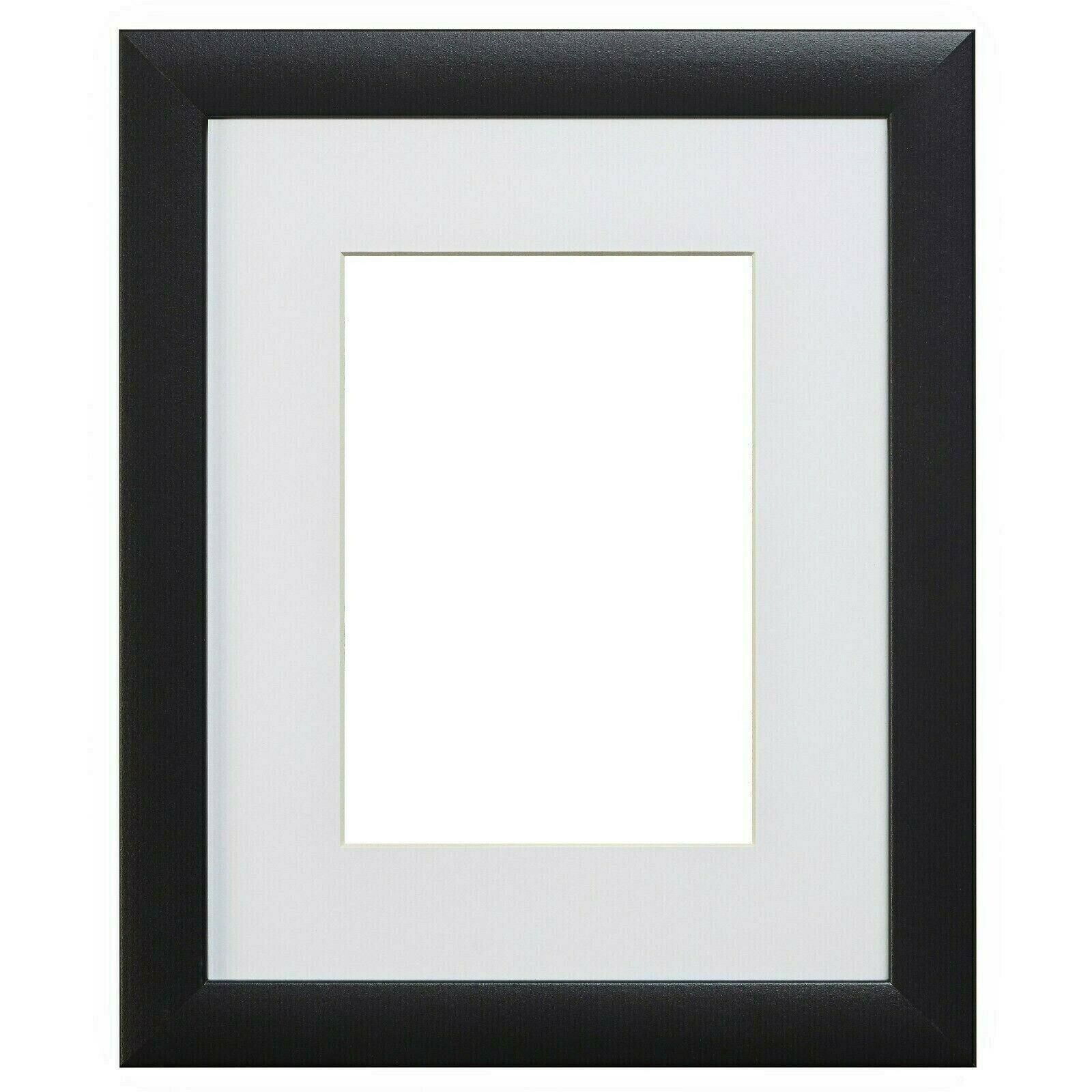 US Art Frames 24×18 White Mat & Black 1″ Flat Frame, Mat to Display 19×13 Photo