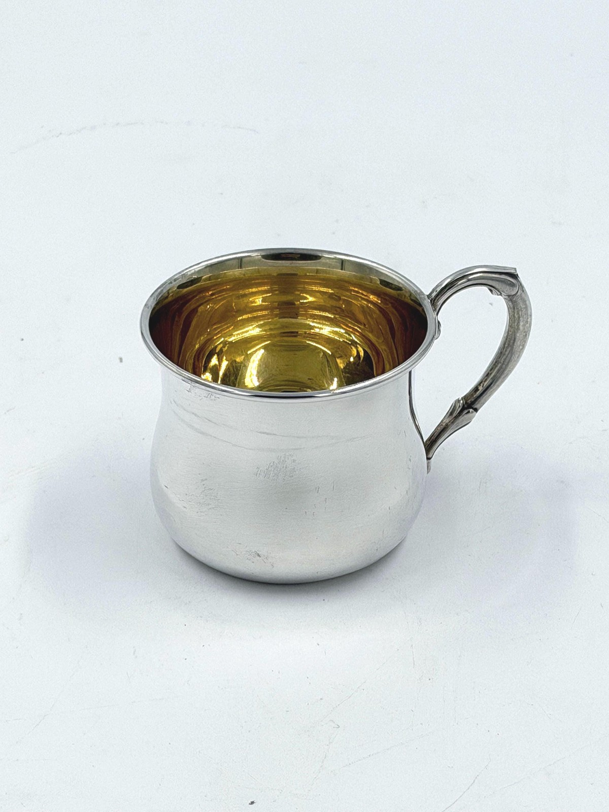 Sterling Silver Baby Cup Vintage WEB 925 Gold Wash Christening Mug