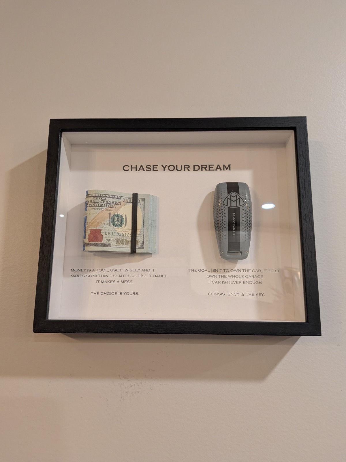 3D Money / Key Wall Art Box Frame