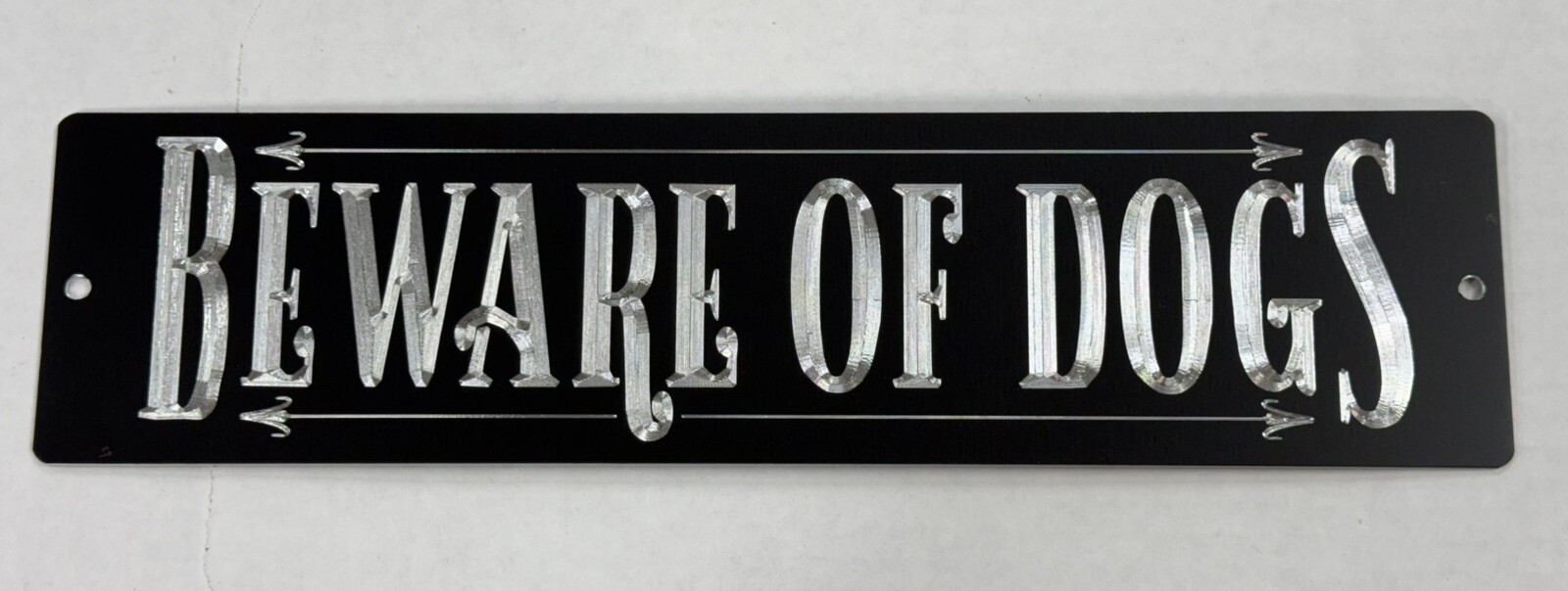 Engraved Beware Of Dogs Diamond Etched Aluminum Metal 12×3 Dog Warning Sign