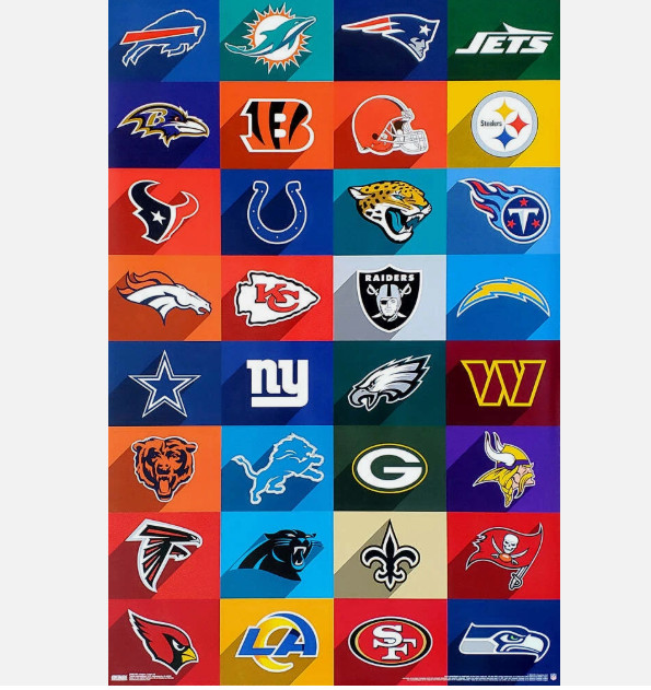 NFL Football Universe ALL 32 TEAM LOGOS Official WALL POSTER