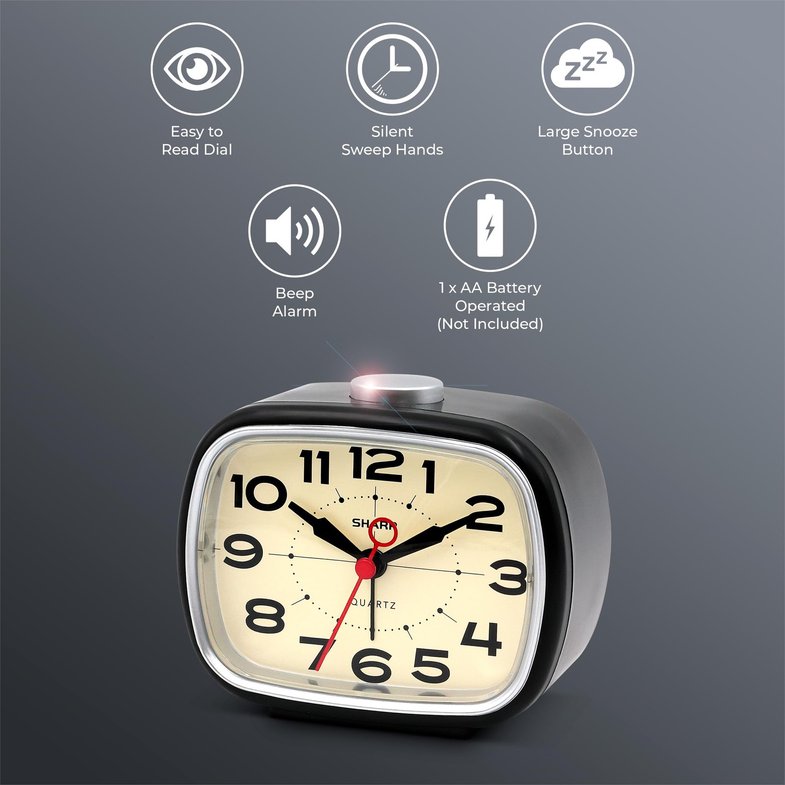 Battery Powered Alarm Clock, Retro Battery Operated Alarm Clock for Bedrooms
