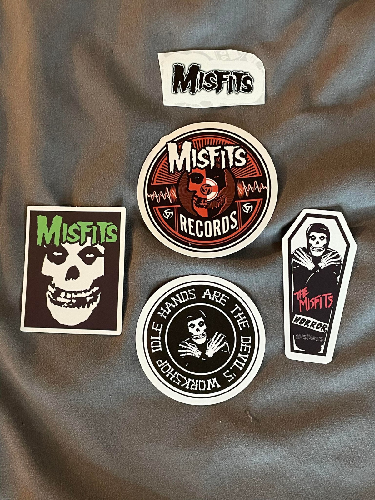 Lot (5) MISFITS 3/4″ to 2 3/4″ Band Logo STICKERS Black White FREE! DANZIG FAST!