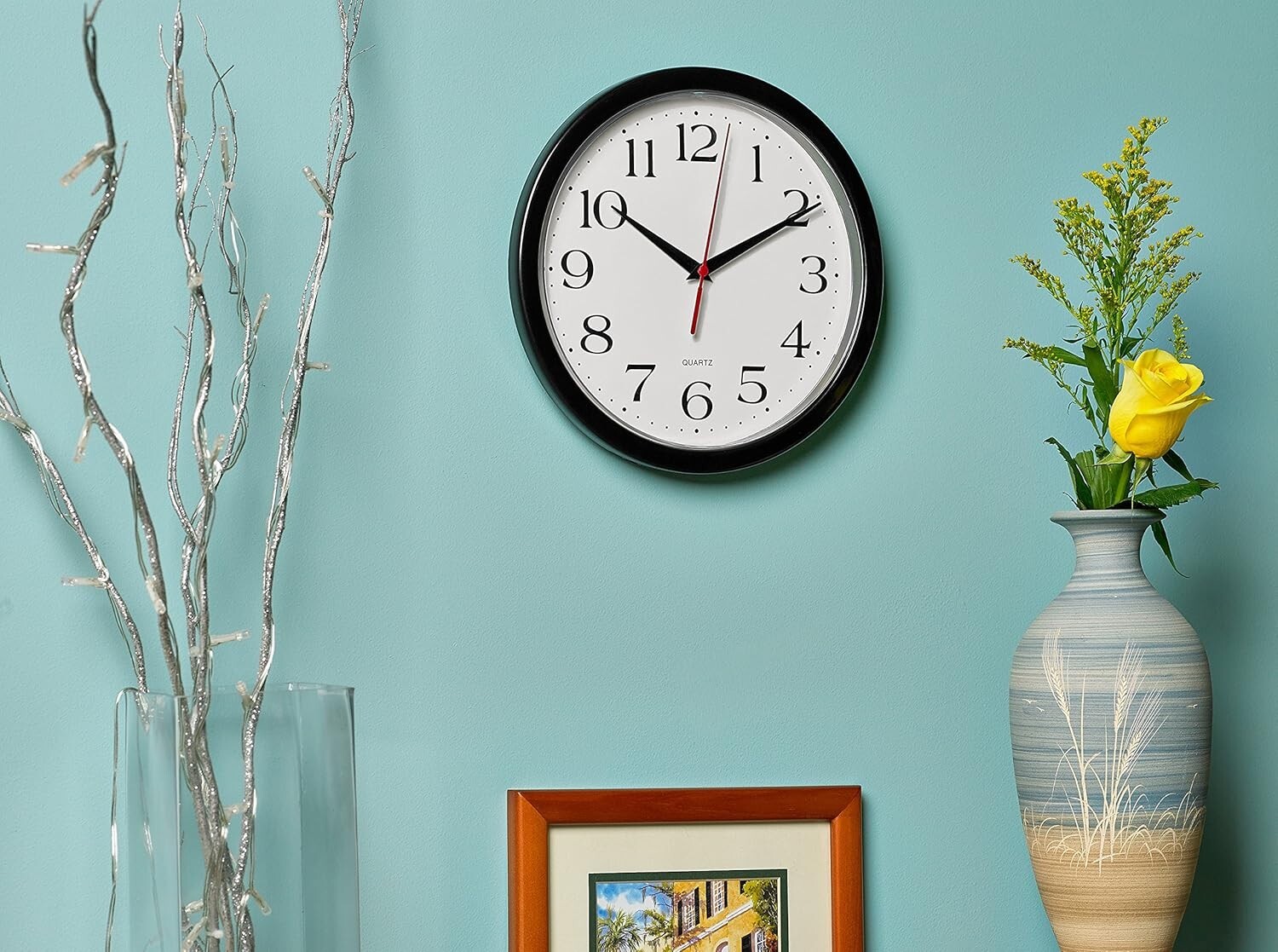 Modern Quartz Wall Clock Indoor Outdoor Battery Powered Analog Office Home Schoo