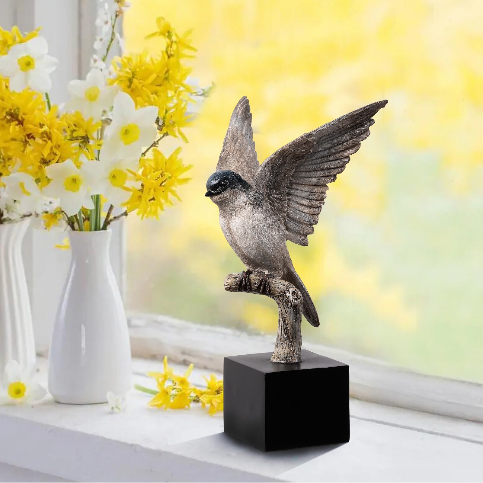 Lifelike Swallow On Branch Resin Home Decor Modern Table Shelf Display Ornament