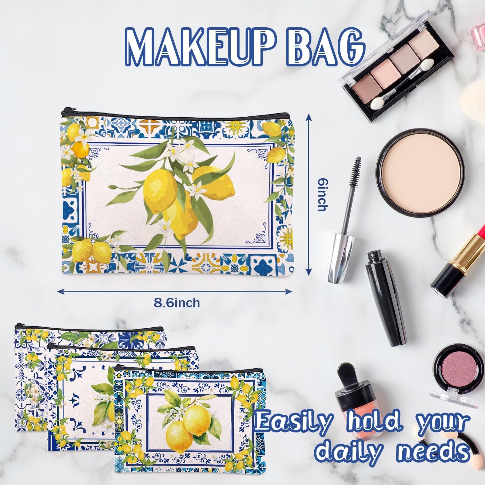 Sitsink Amalfi Coast Souvenir Makeup Bags – Italy Travel Gifts Lemon Themed P…