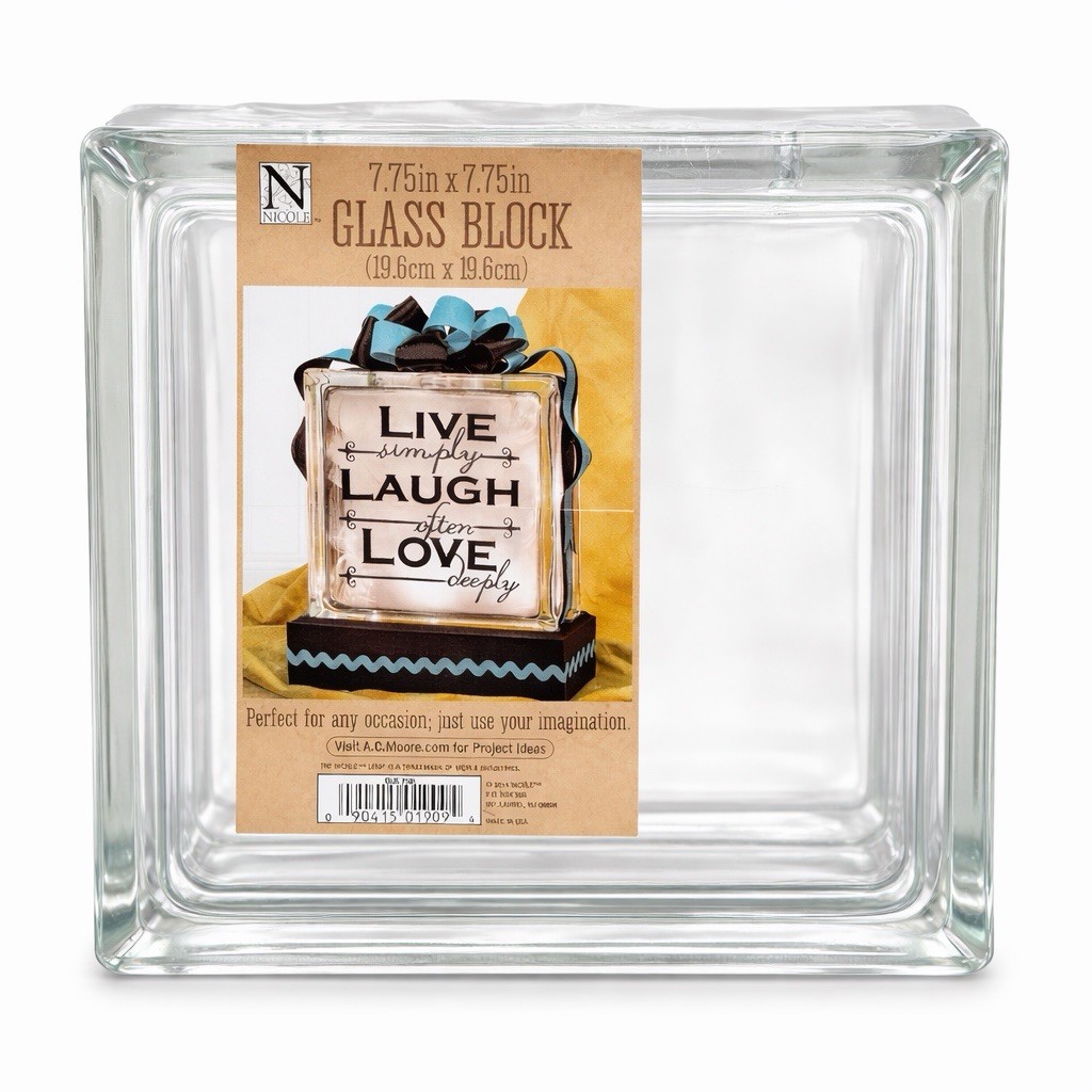 Nicole Clear Glass Block 7.75in x 7.75in Inspirational Home Decor