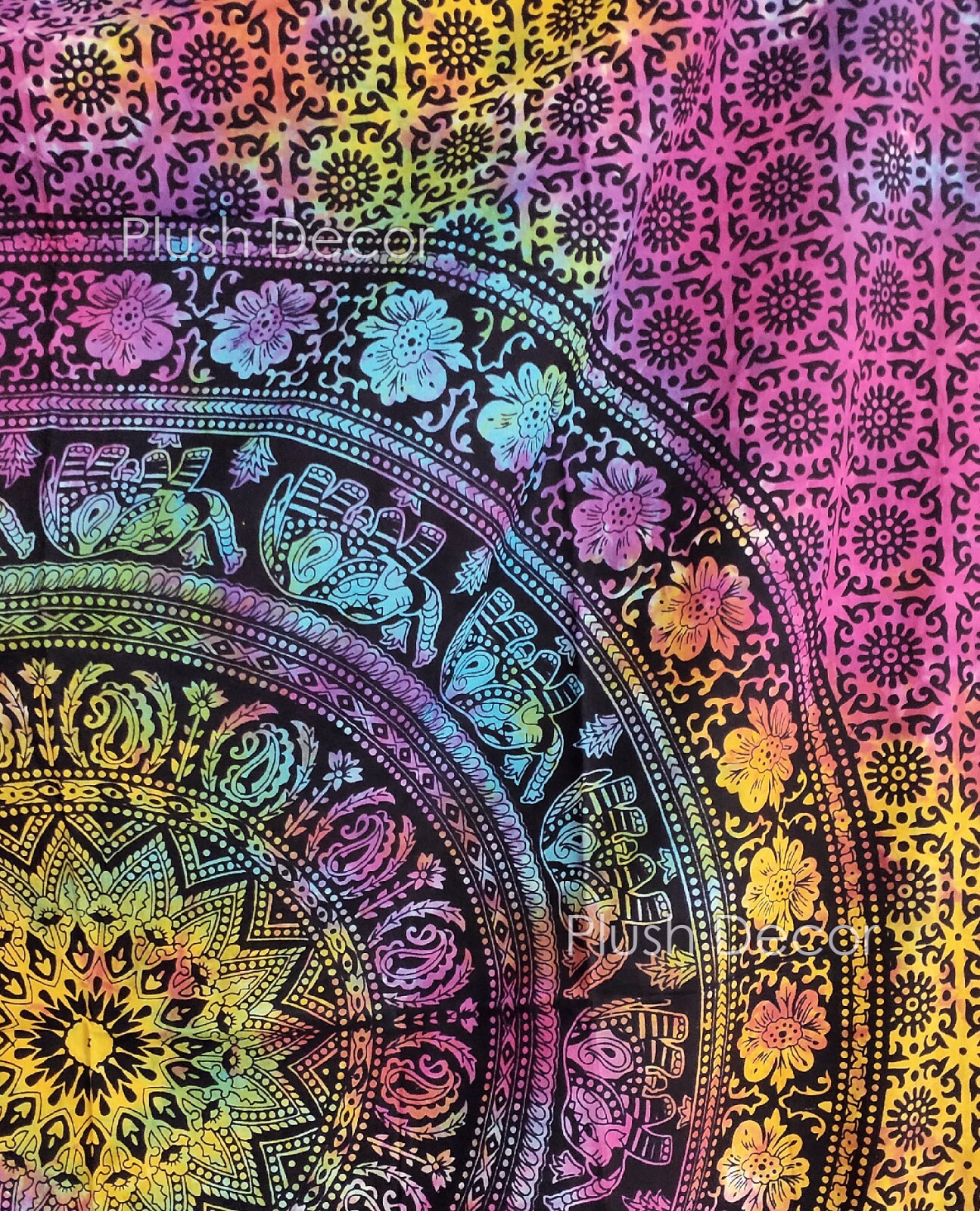 Tie Dye Tapestry Elephant Bedspread Trippy Throws Bohemian Bedspread Boho Cover