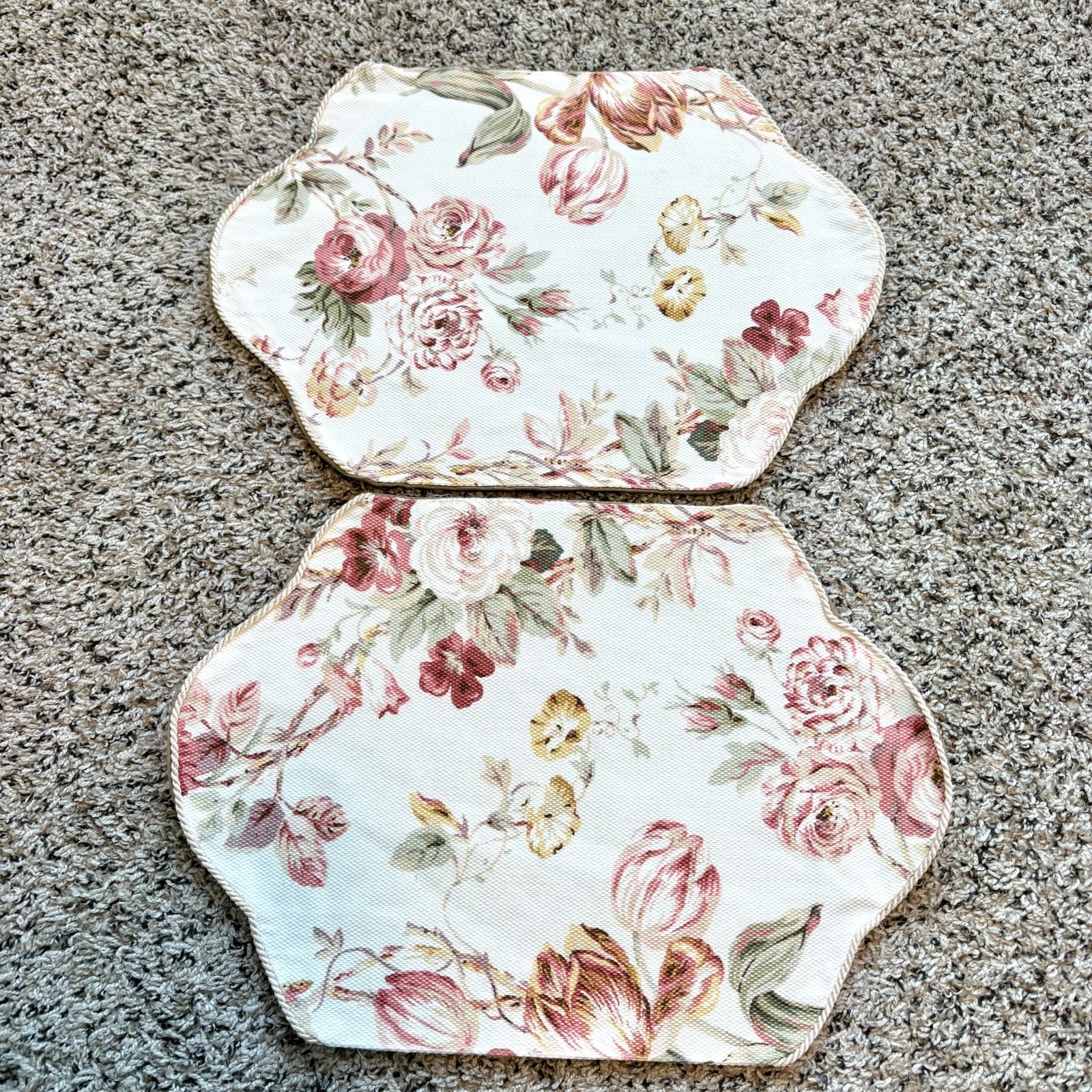 Vintage Floral Chair Arm Covers Pair Cottagecore Rose Print Armrest Protectors