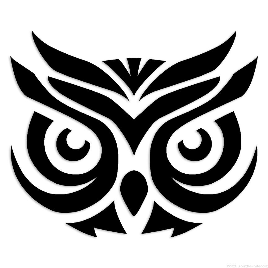 Owl Head – Decal Sticker – Multiple Colors & Sizes – ebn6770