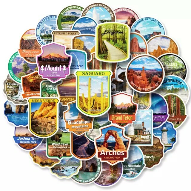 National Park Sticker Pack Set 62 Pcs Adventure Nature Outdoors Hiking Camping