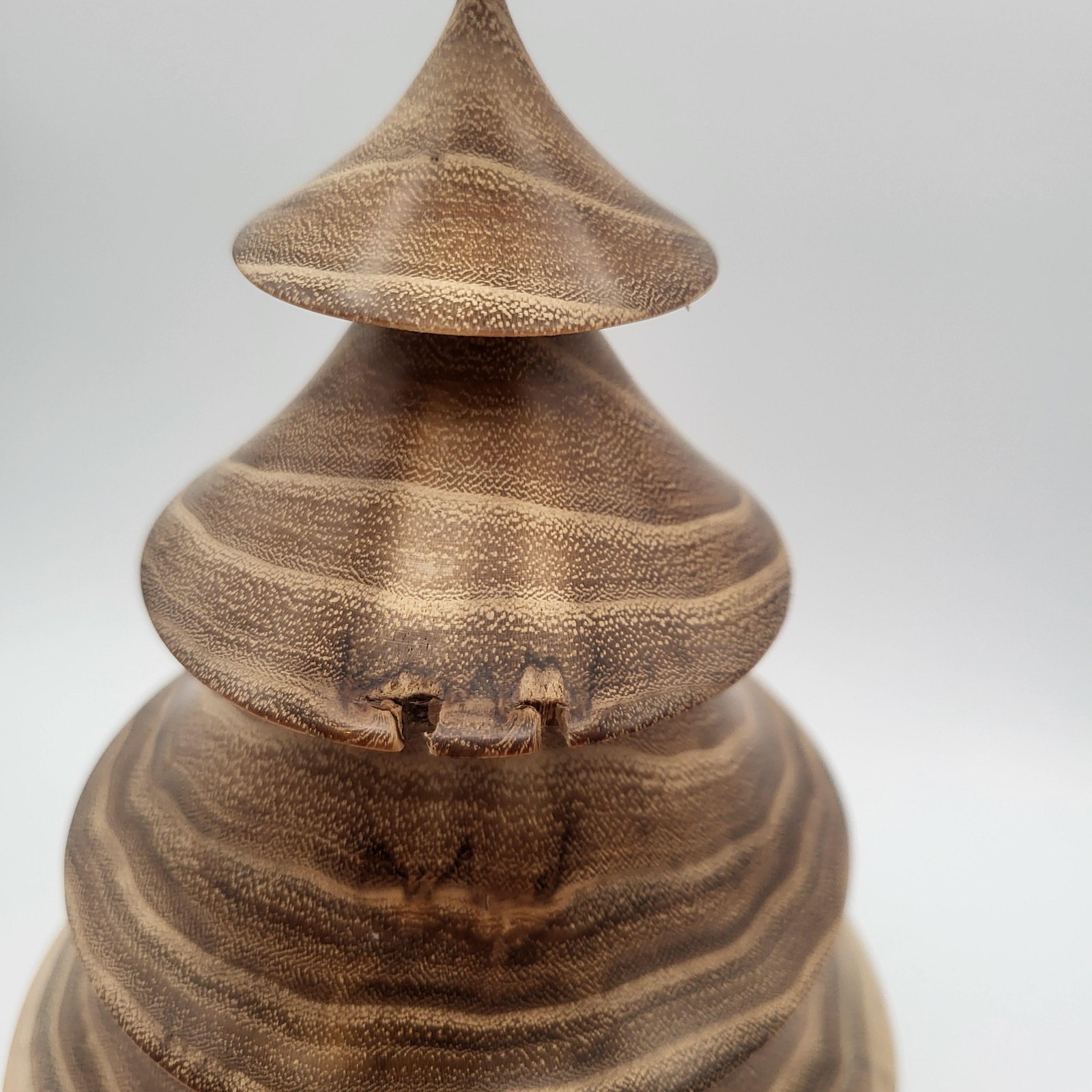 Handmade Wood Christmas Tree Medium Brown Turned Log Slice Base Tabletop Decor