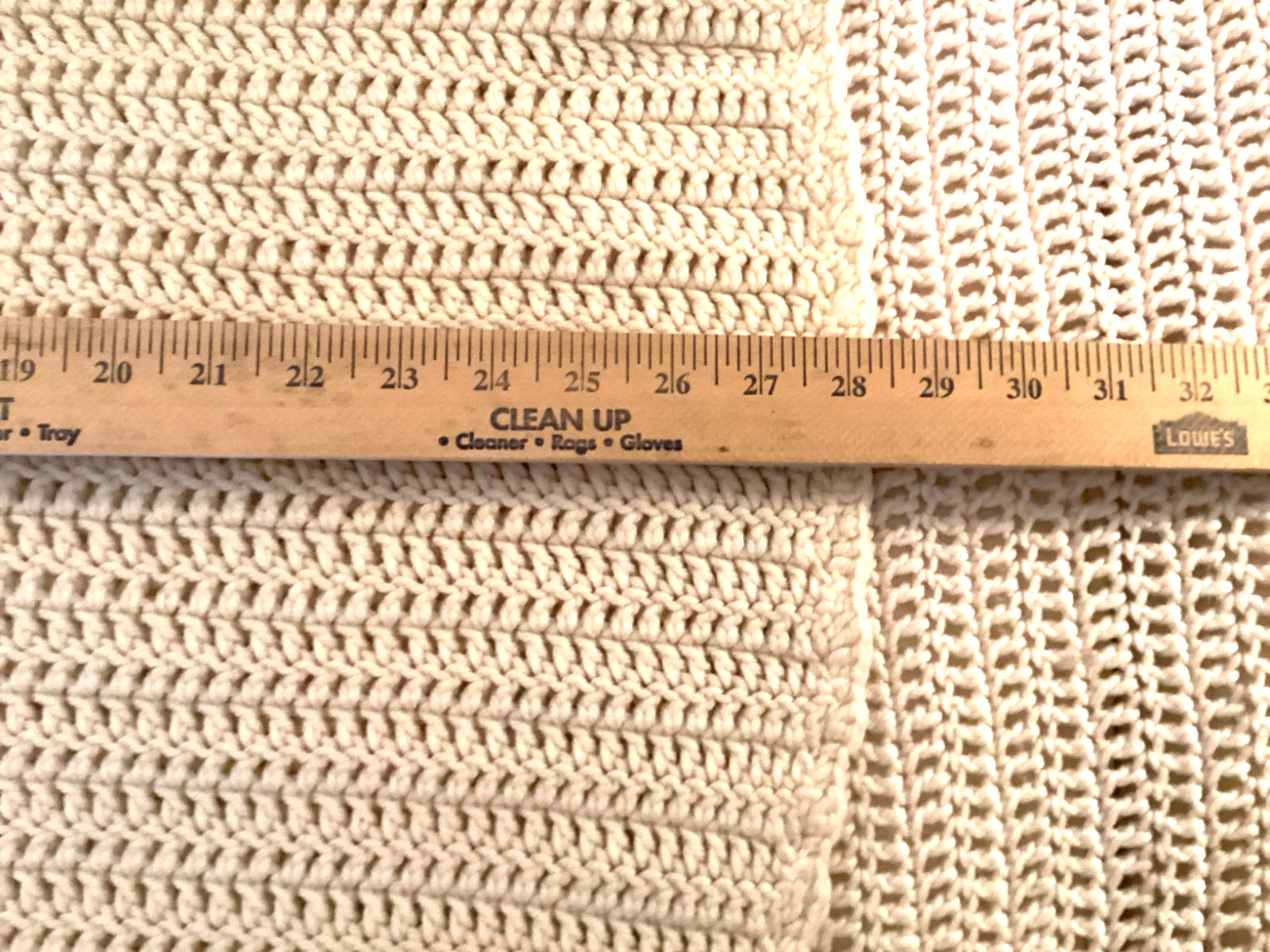 Hand Made Knitted Sofa Cover with arm covers. Fits Large sofa 43″ Cream color