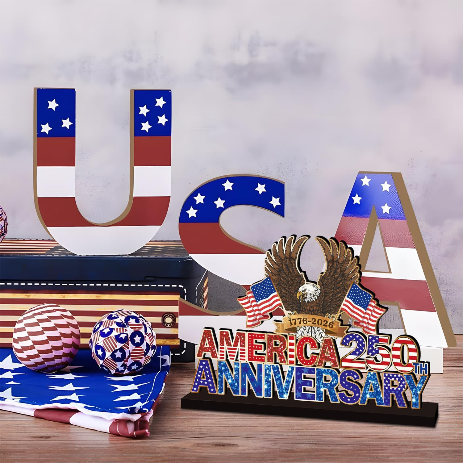 America 250Th Anniversary Decorations Wooden Table Centerpieces, 250 Anniversary