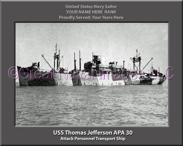 USS Thomas Jefferson APA 30 Personalized Canvas Ship Photo Print Navy Veteran