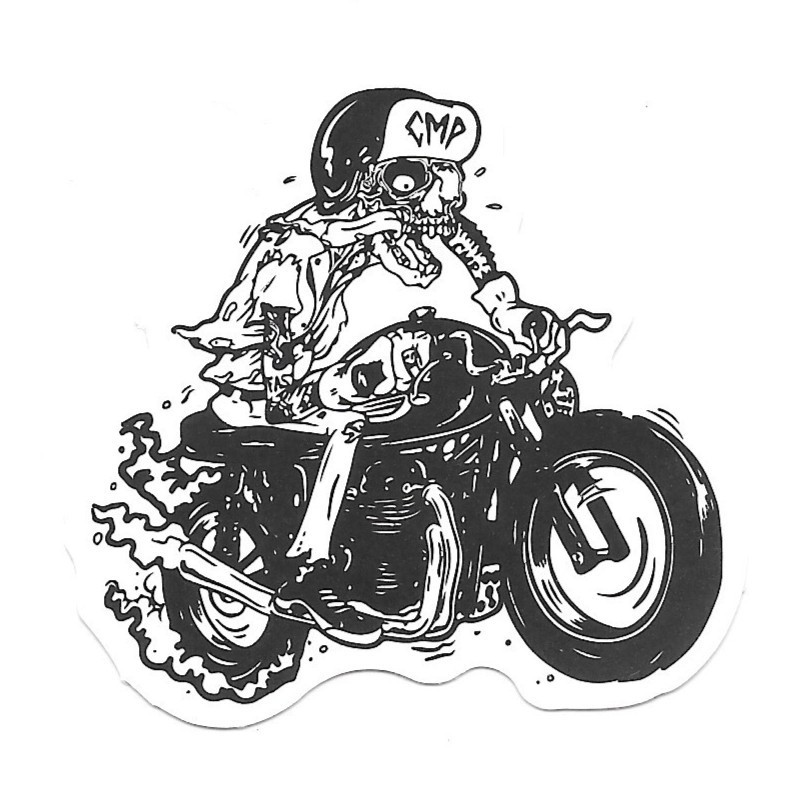 Skeleton Biker Cafe Racer Vinyl Sticker Die Cut Decal Moto Rat Fink Biker Art