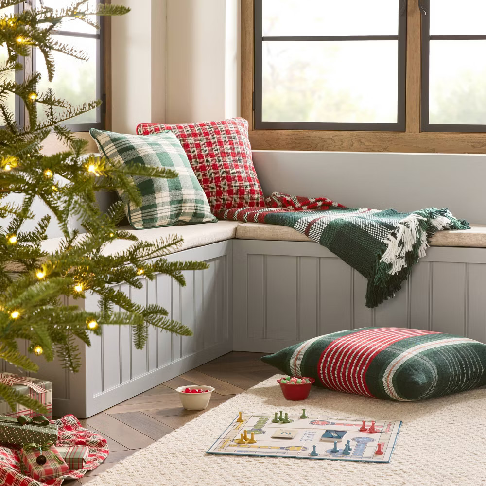 50″x60″ Chunky Plaid Throw Blanket Red/Green – Hearth & Hand with Magnolia