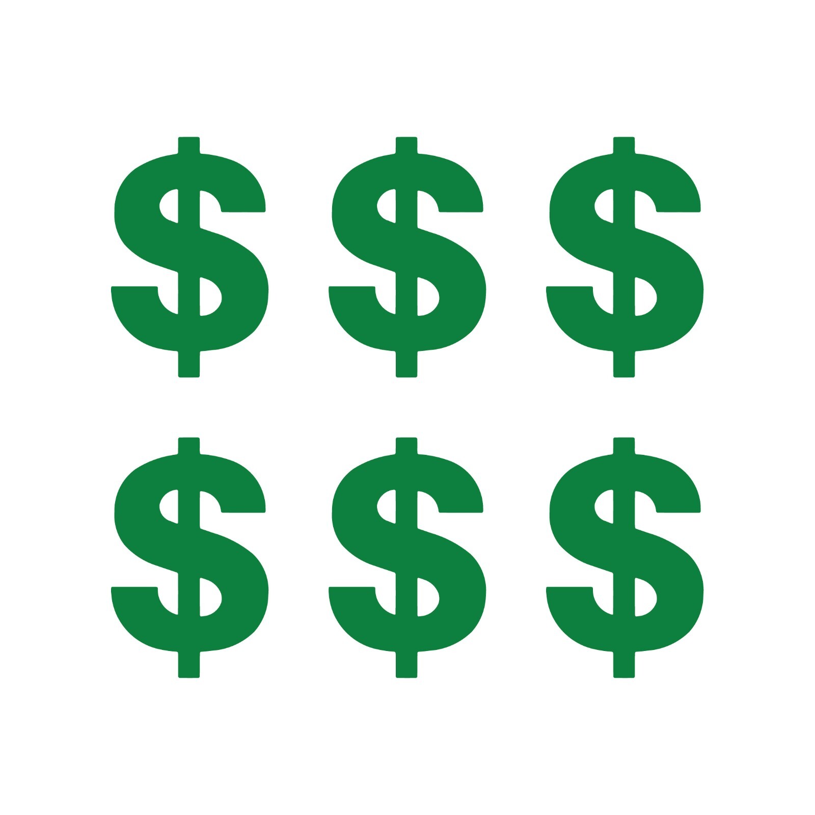 Dollar Sign Vinyl Decals set of 6 Dollar Symbol Stickers set of 6