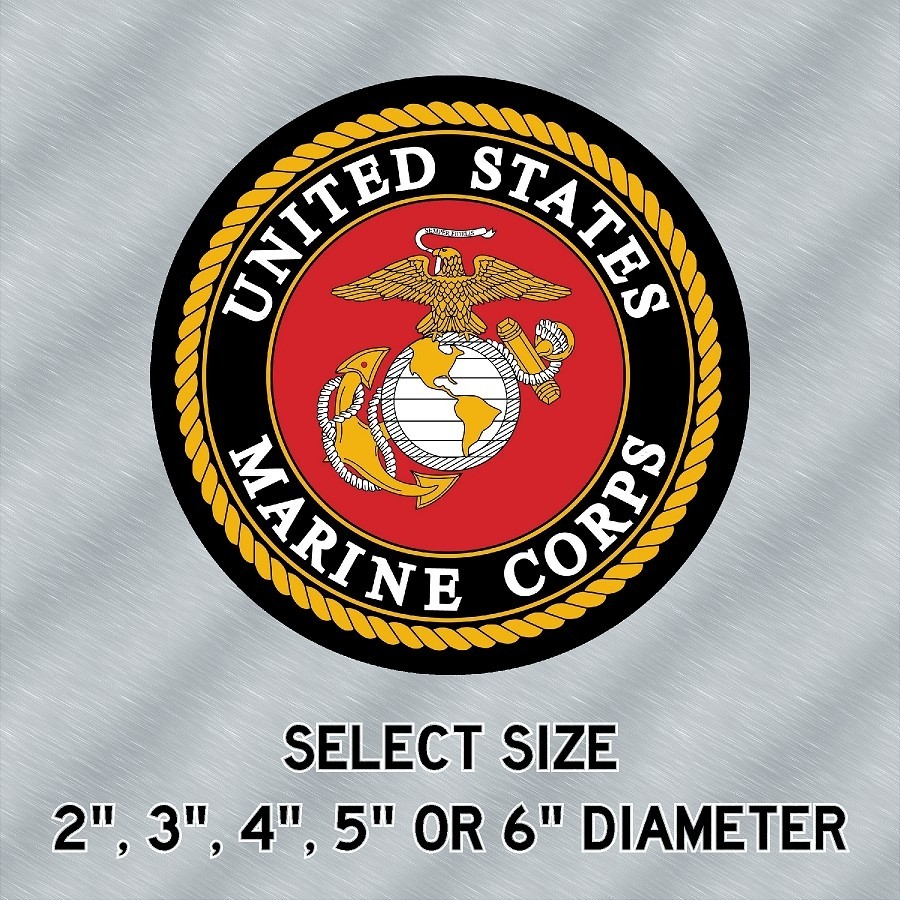 United States Marine Corps Seal Black & Red Laminated Sticker Choose Size 2-6″