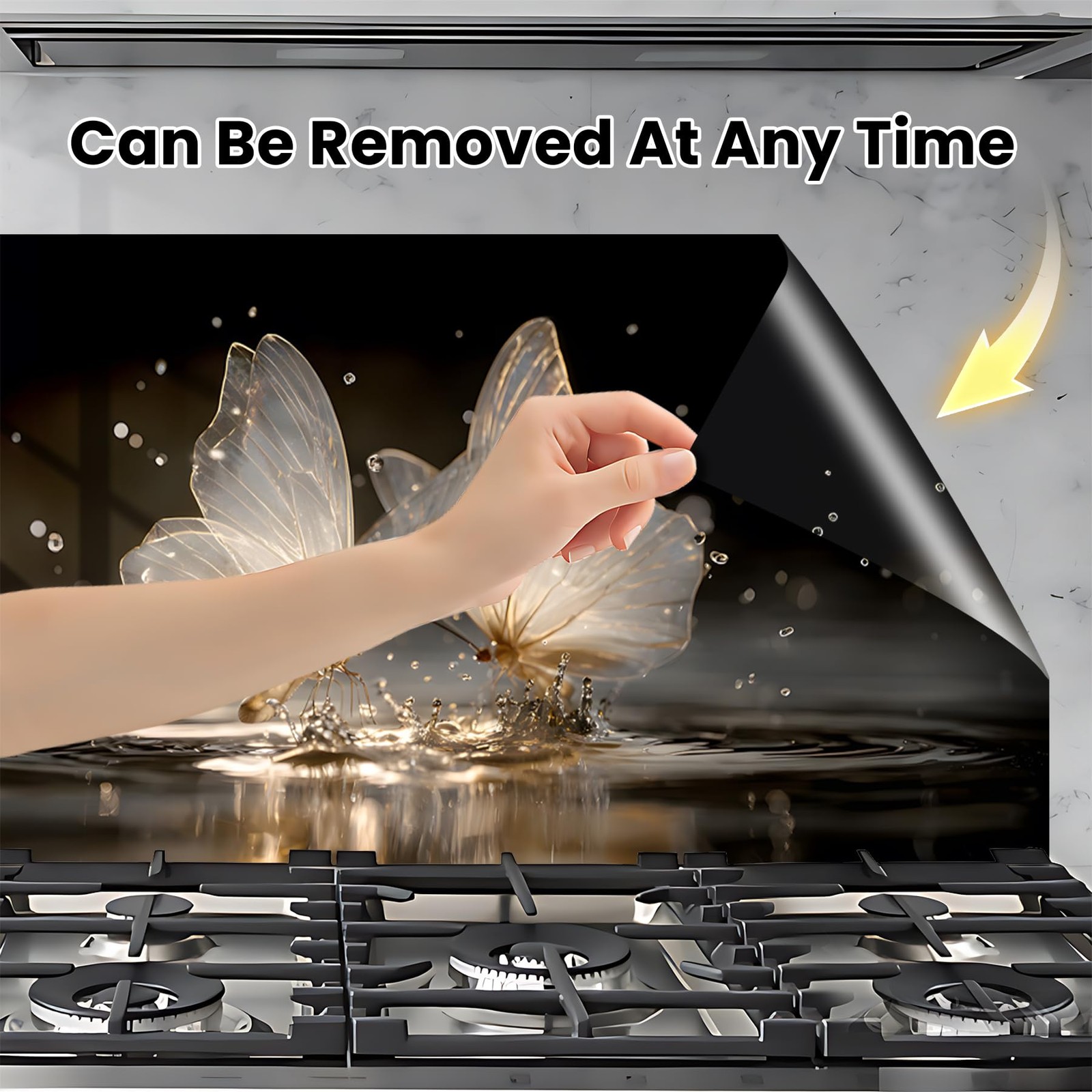 Transparent Butterflies Kitchen Backsplash Wallpaper Stickers Waterproof Stov…