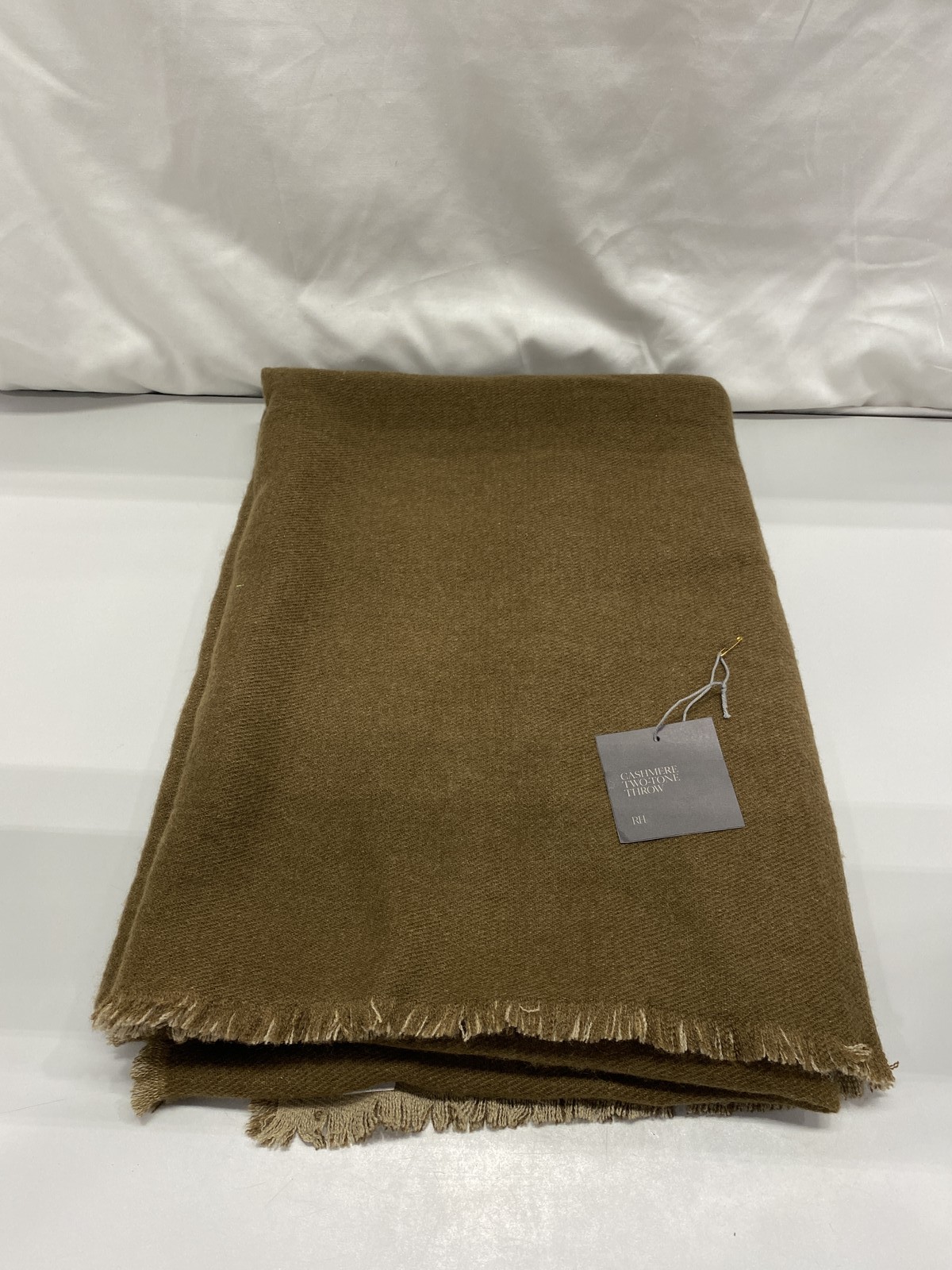 Restoration Hardware 50×70 in Cashmere Two-Tone Throw Wheat/Burnt Caramel