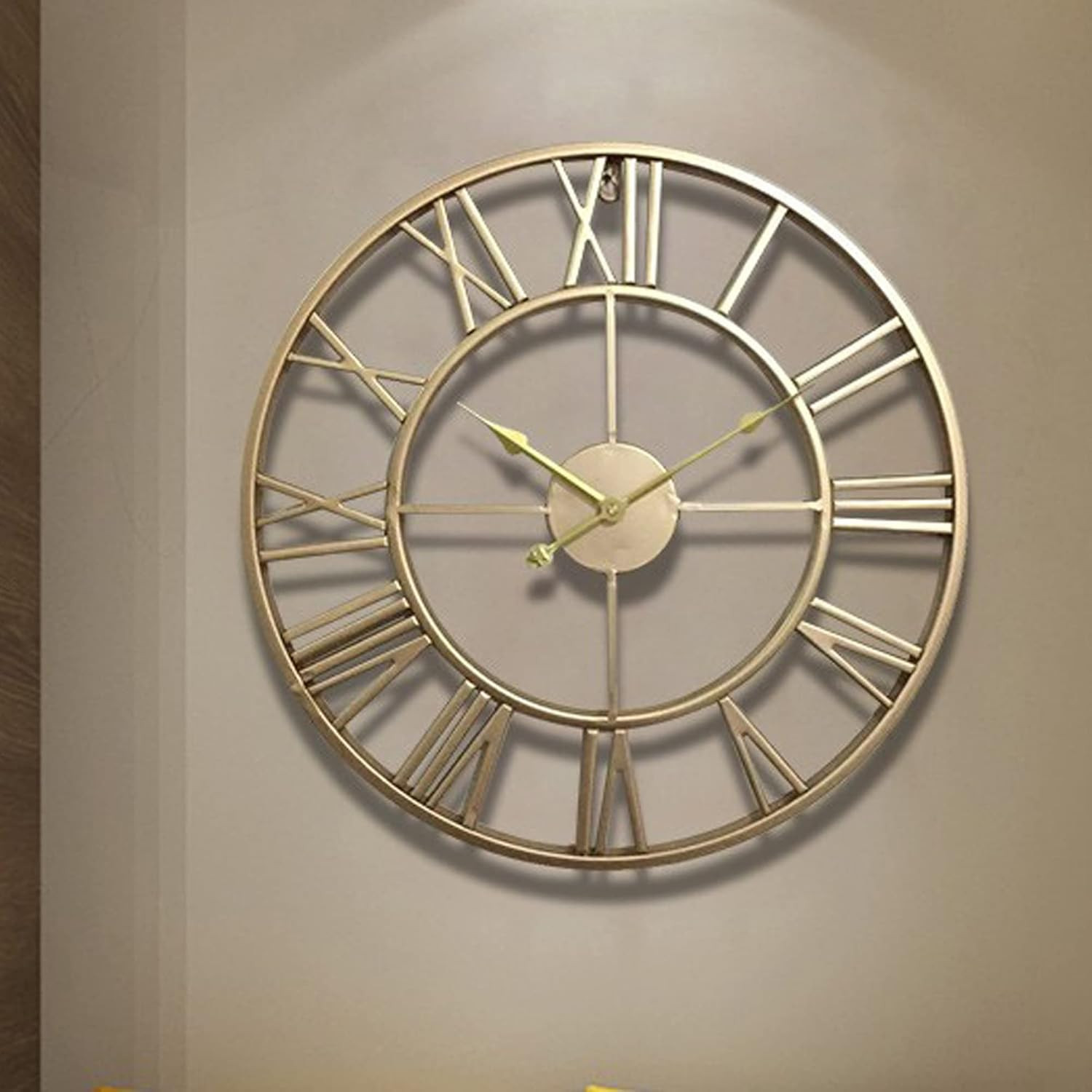 24 Inch Large Home Decor Wall Clock for Living Room Non Ticking Iron Art Clocks