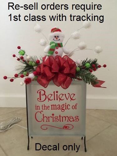 Believe in the magic of Christmas decal sticker for DIY 8″ glass block or tile