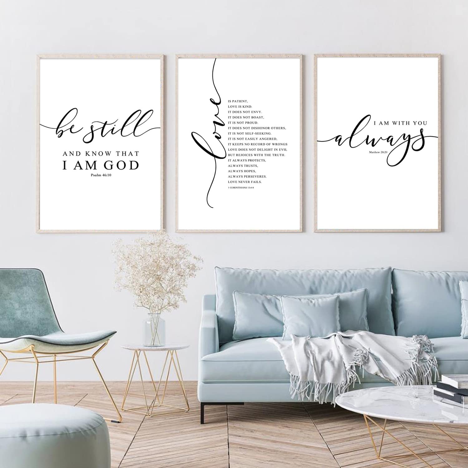 Bible Verse Wall Art Canvas Scripture Christian Inspirational Decor 12×16 Set 3