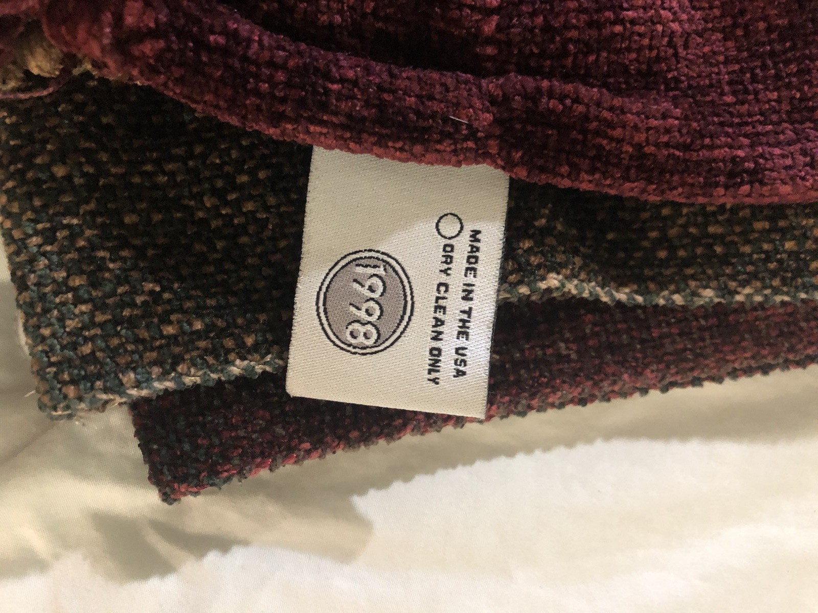 TEXTILLERY WEAVERS USA Blanket Fringe Green Burgandy Plaid Woven 40×80″ 1998