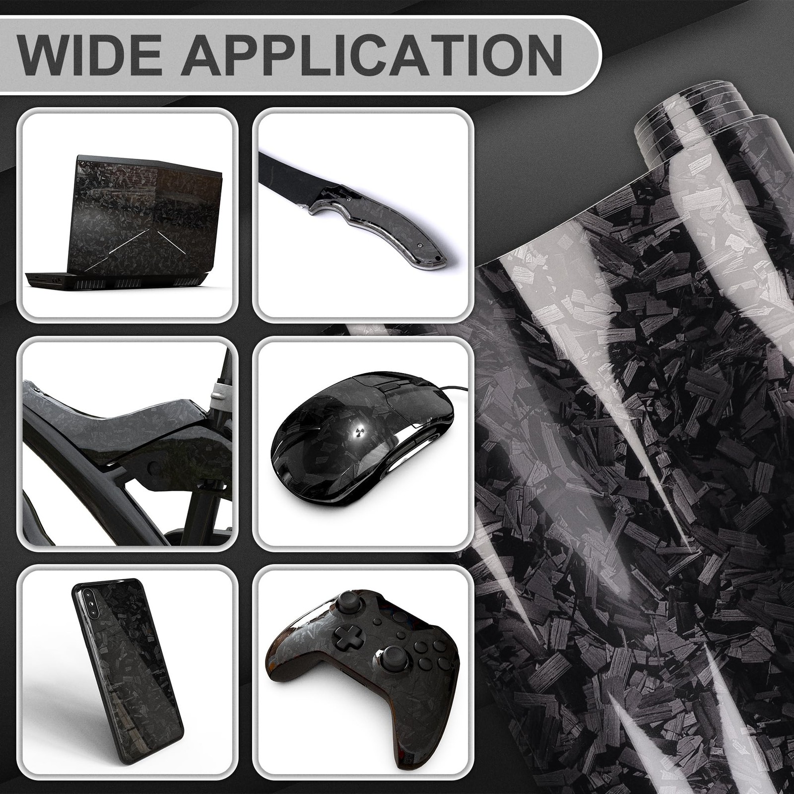 Lypumso Black Forged Carbon Fiber Vinyl Wrap, High Gloss Car Wrap Vinyl Film …