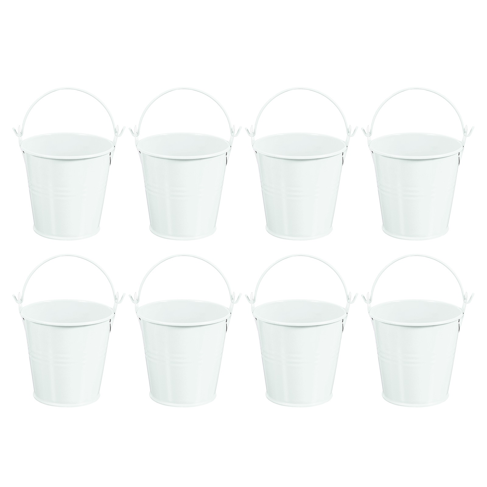 8 Pcs 3″x3″ Small Metal Buckets Mini Galvanized Easter Buckets White