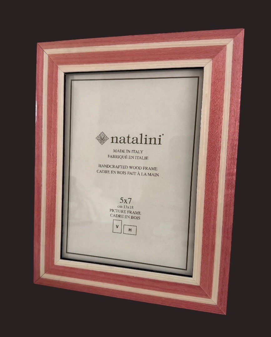 NEW Natalini Handmade 5 x 7″ Italy Lacquer Photo Picture Frame Wood Pink Cream
