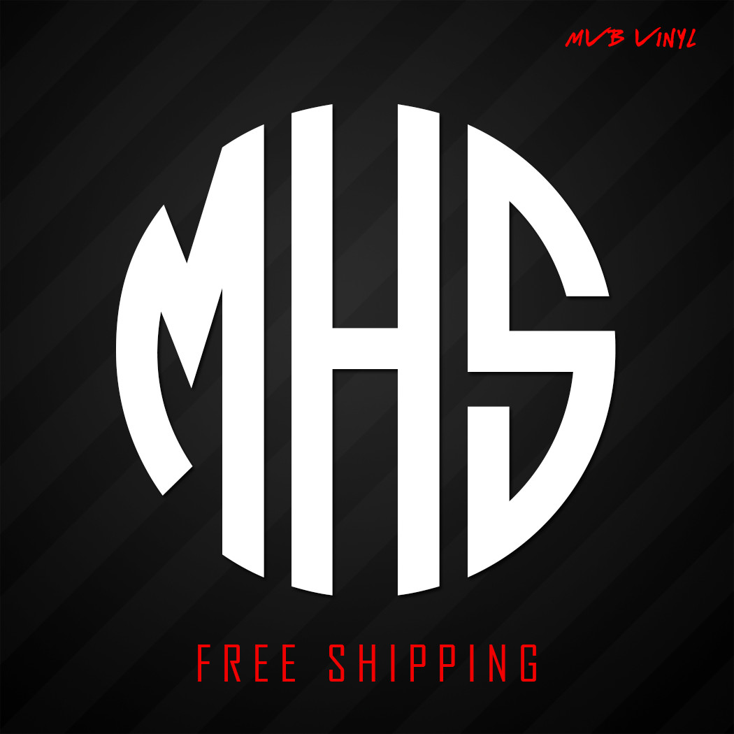 Circle Monogram Vinyl Decal Sticker | Custom Personalized Letters Initials