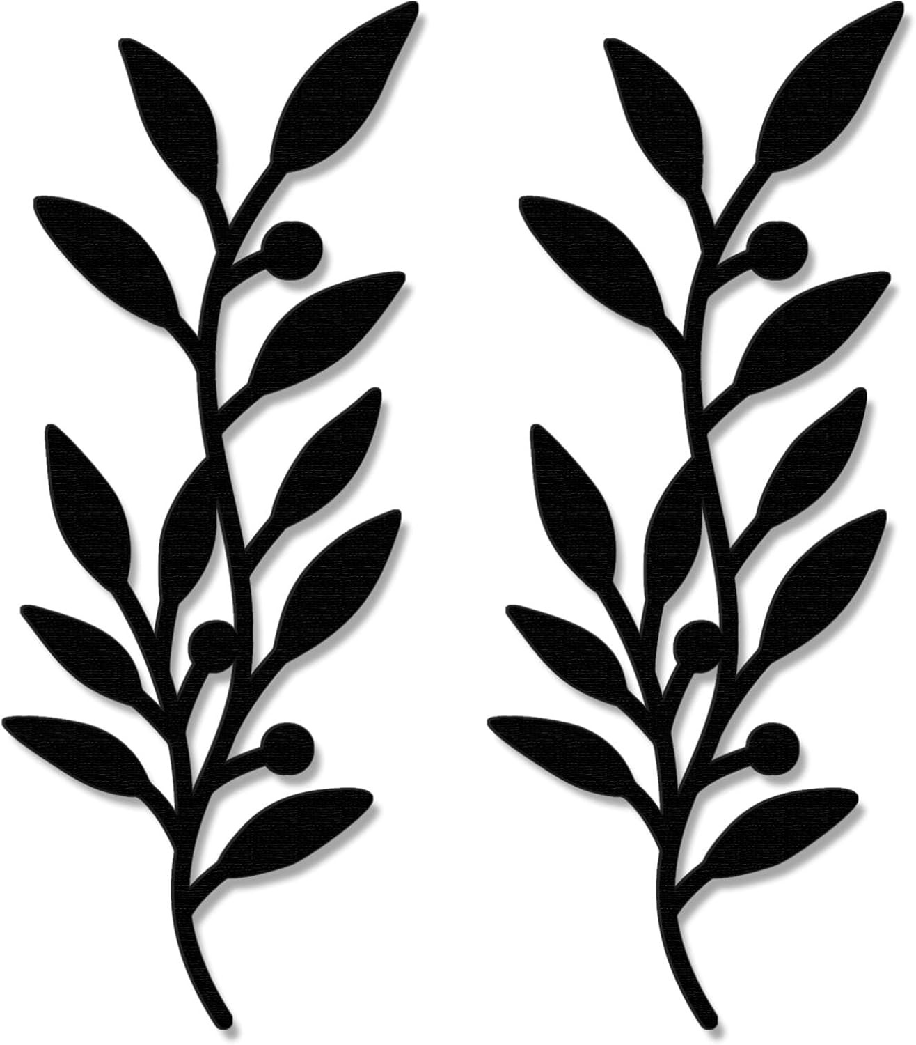 2 Pieces Black Leaf Wall Decor Living Room, Wooden Vine Olive Branch Leaves Wall