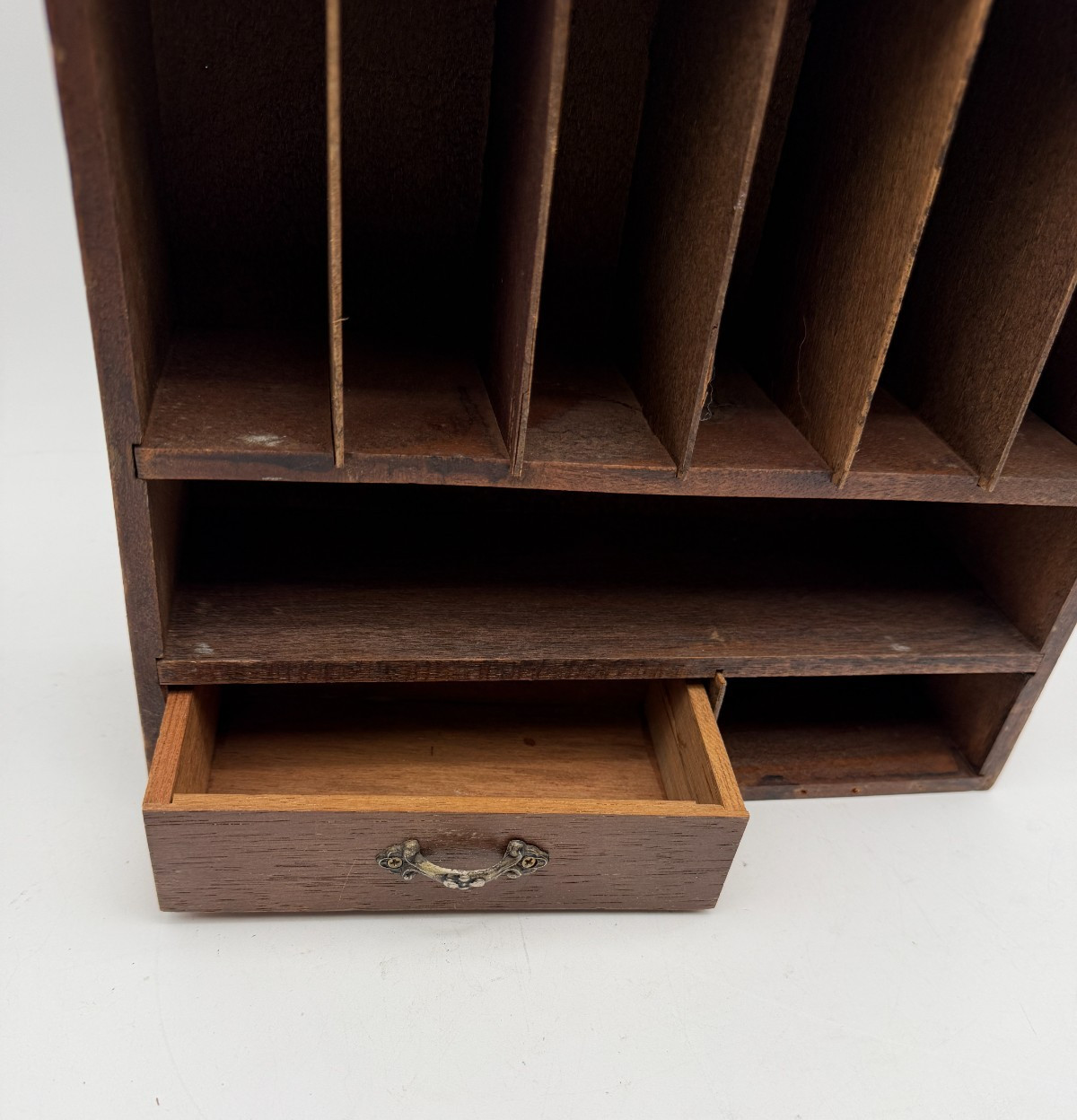 Wood Organizer Shelves Drawer VTG Wall Hanging Mail Letter Holder