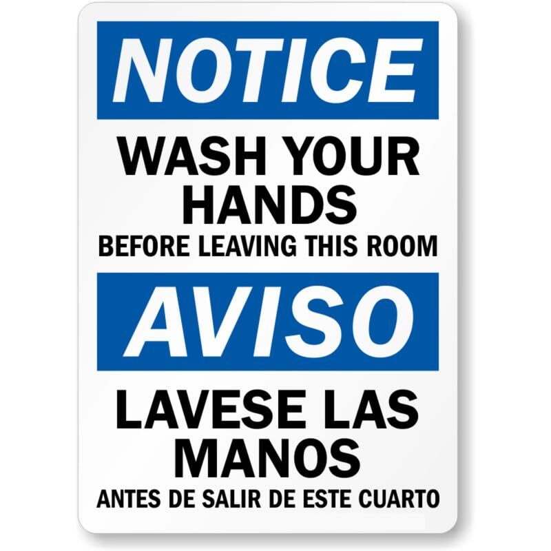Bilingual Hand Washing Only Aluminum Weatherproof 8″ x 12″ Sign
