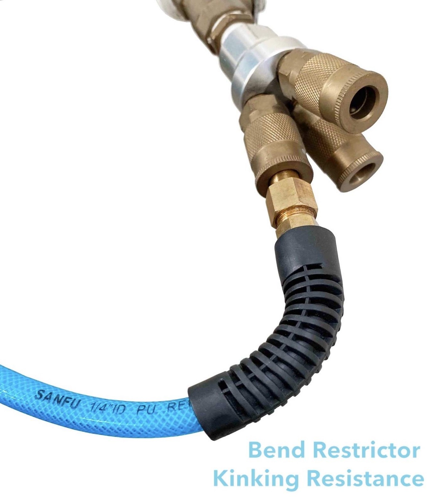 SANFU Polyurethane(PU) Reinforced 1/4”ID(6.3 x 9.8mm) x 25ft, Air Hose Wit