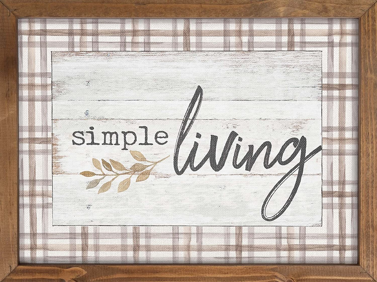 P. Graham Dunn Simple Living Gingham Whitewash 16 x 12 Inch Pine Wood Framed