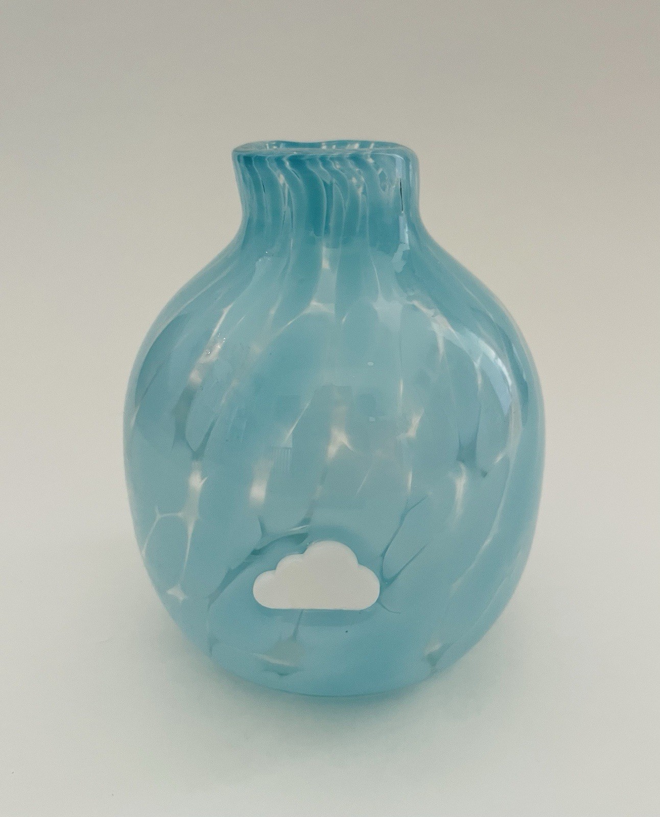 Anthropologie Confetti Icon Glass Bud Vase Blue With White Clouds