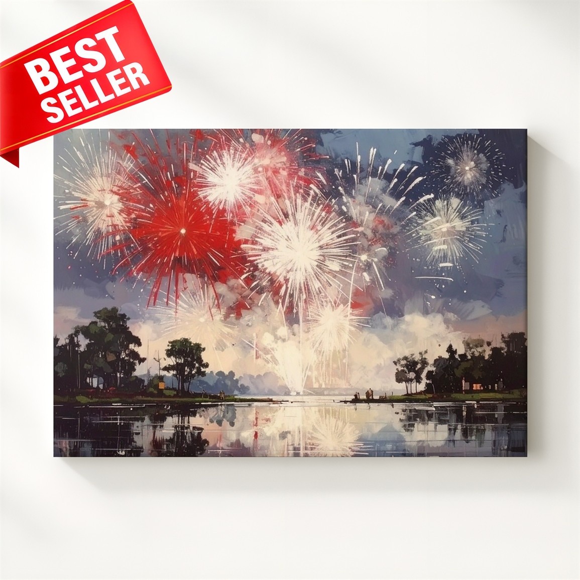 Canvas Fireworks Red July Reflection Brilliant Some Celebrations Dont Wall Art