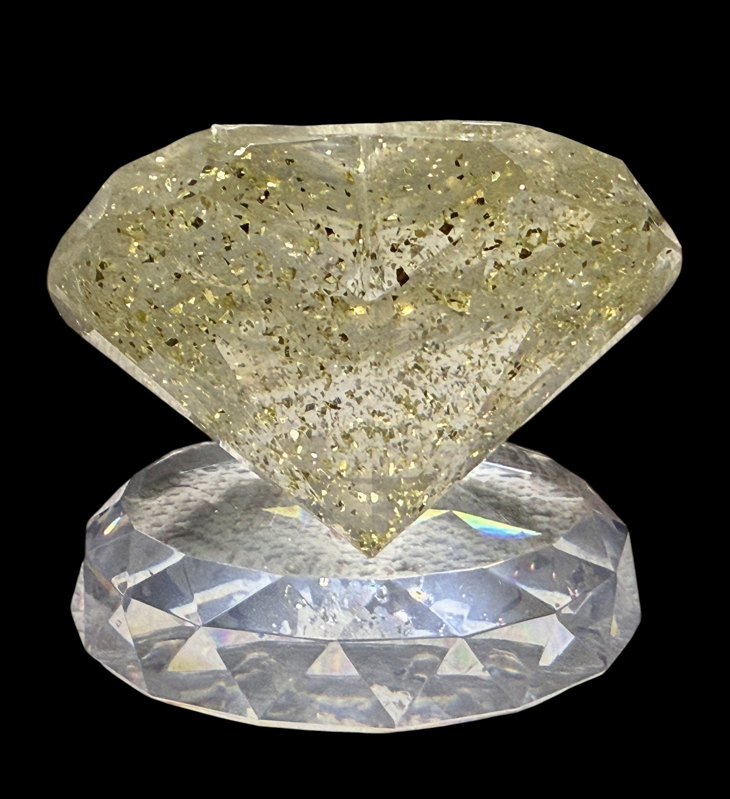 Handmade Resin Heart “Diamond” Decoration On Base