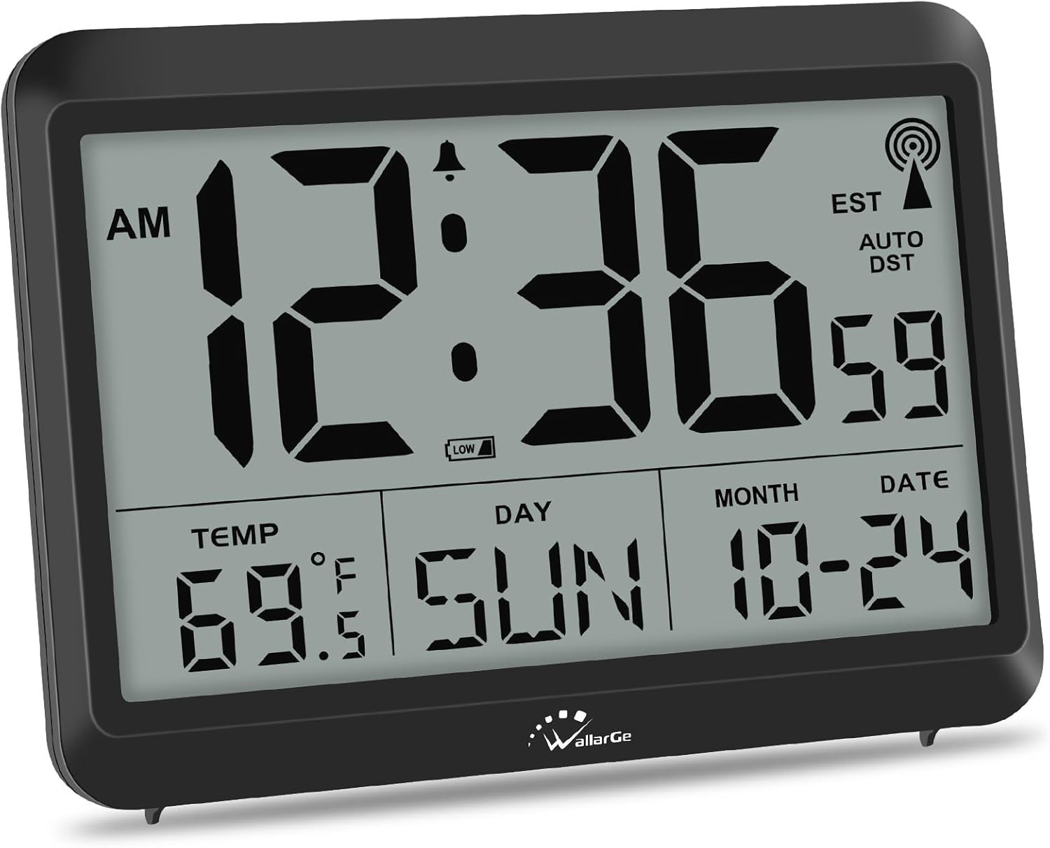 Atomic Clock with Indoor Outdoor Temperature, Self-Setting Wall Clock