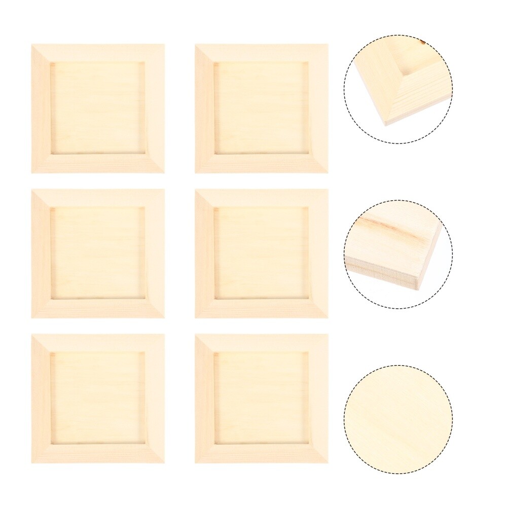 6Pcs Clay Picture Frame Canvas Painting Frames Unfinished Wood Photo Frames