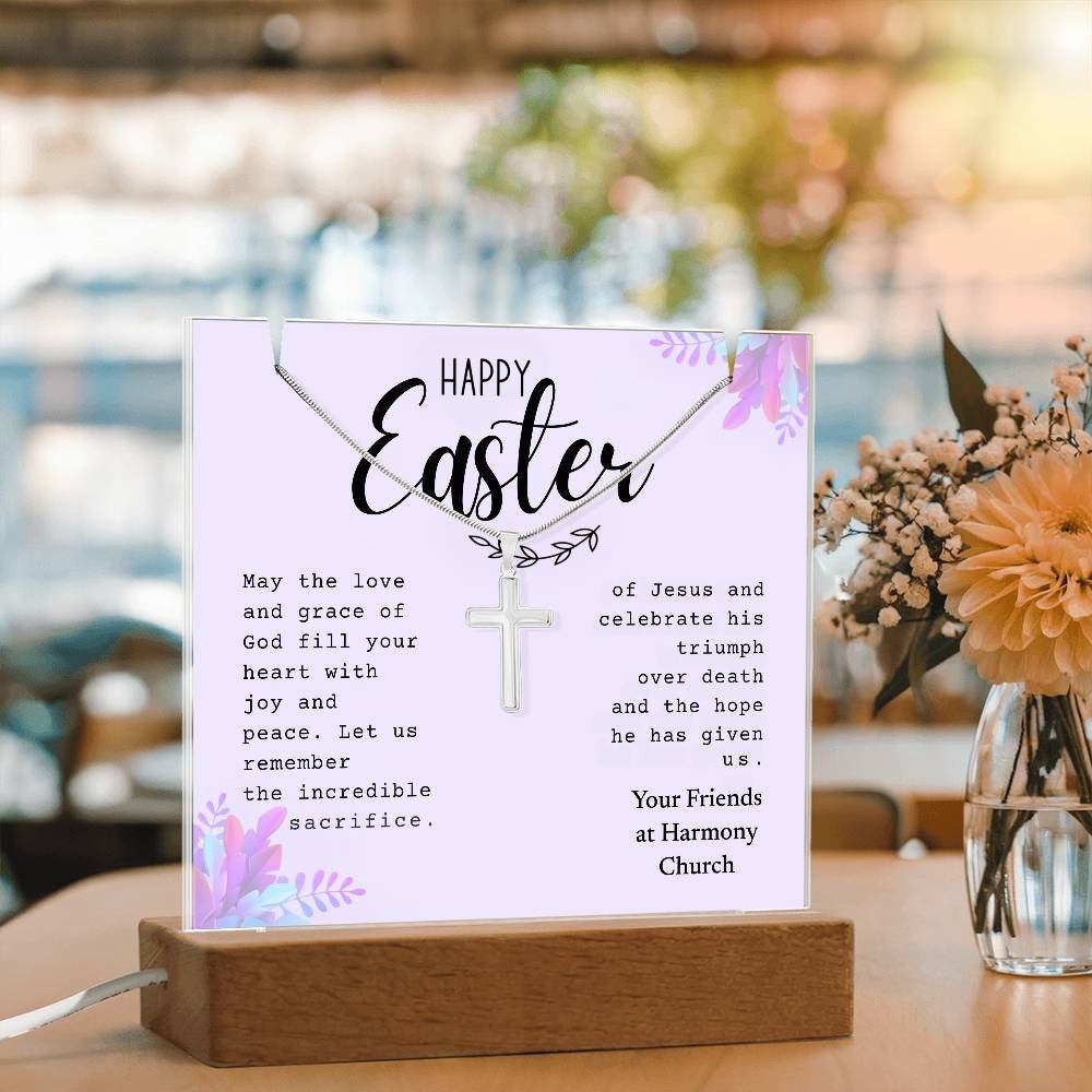 Easter Religious Gift Bundle, Cross Necklace Gift, Easter Sign Decor, Christian