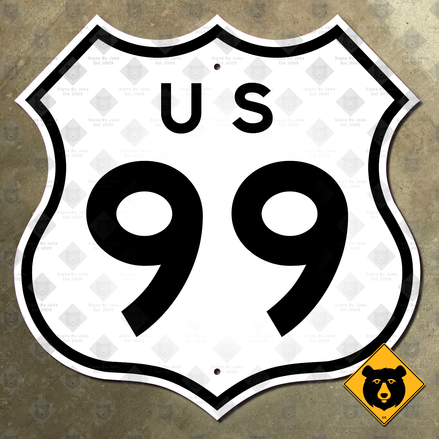 US Route 99 highway marker road sign Main Street of California shield 12×12