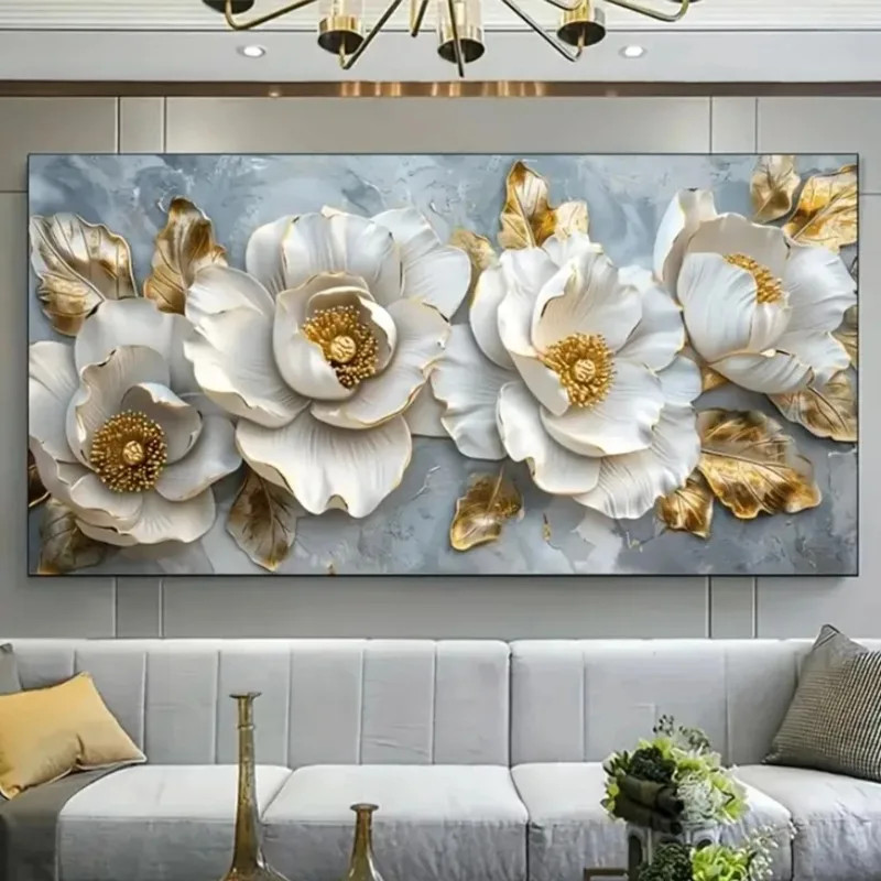 White Flower Floral Canvas Wall Art Canvas Painting Home Decor Wall Poster Mural