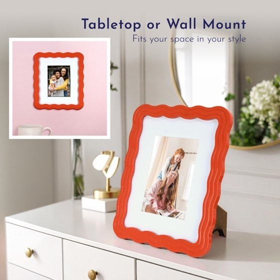 Mainstays by Becky G. Wavy Photo Frame, 5x7in 8x10in Mandarin Orange